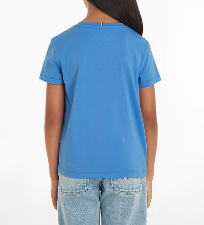 Tommy Hilfiger Stuttermabolur - Eingerð Tee - Blue Stafa