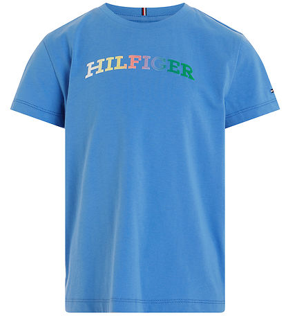 Tommy Hilfiger Stuttermabolur - Eingerð Tee - Blue Stafa