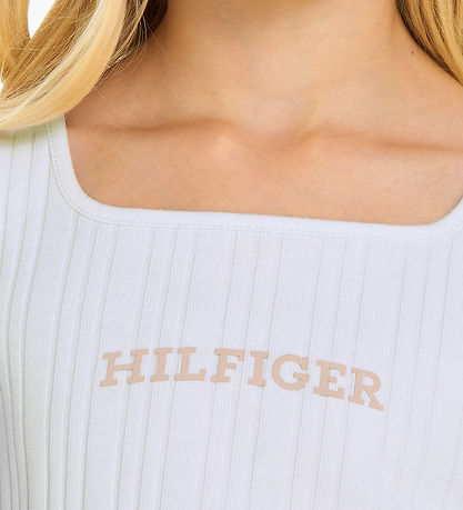 Tommy Hilfiger Topp - Monotyp Rib - Vit