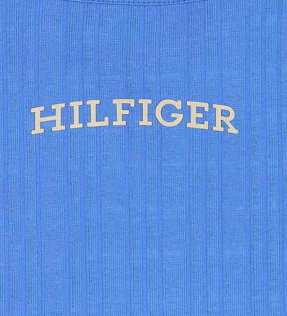 Tommy Hilfiger Top - Recadr - Rib - Blue Sort av. Blanc