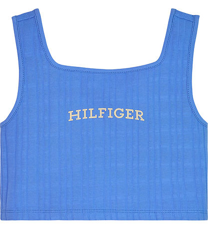 Tommy Hilfiger Top - Recadr - Rib - Blue Sort av. Blanc