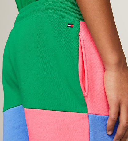 Tommy Hilfiger Sweatshorts - U Colorblock Monogram - Grön/Gul/Pi