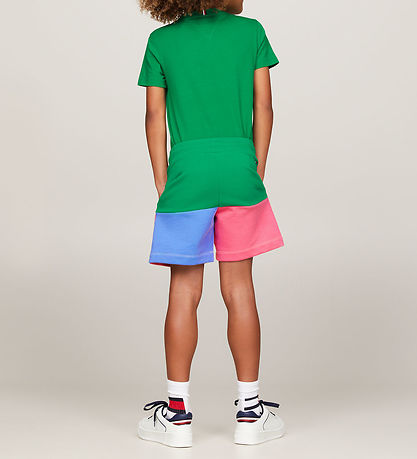 Tommy Hilfiger Sweatshorts - U Colorblock Monogram - Grön/Gul/Pi