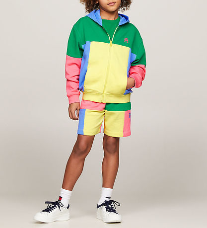 Tommy Hilfiger Sweatshorts - U Colorblock Monogram - Grön/Gul/Pi