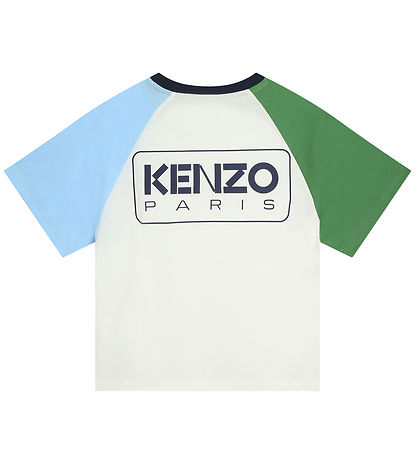 Kenzo Stuttermabolur - Ivory M. Grænt/Ljósblár