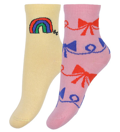 Bobo Choses Socks - 2-Pack - Pink/Yellow w. Print