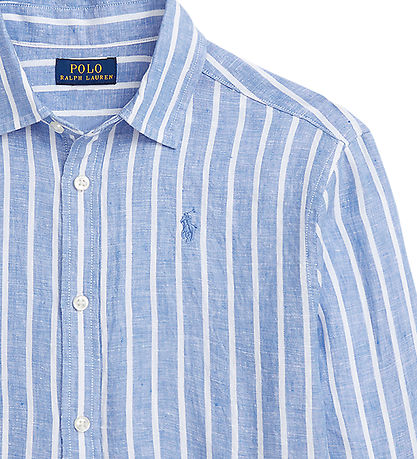 Polo Ralph Lauren Overhemd - Lismore - Linnen - Blauw/Wit Gestre