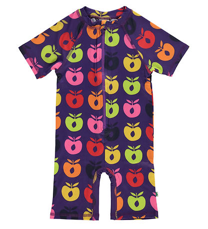 Småfolk Badoverall - UV50+ - Purple Heart m. Retro Äpplen
