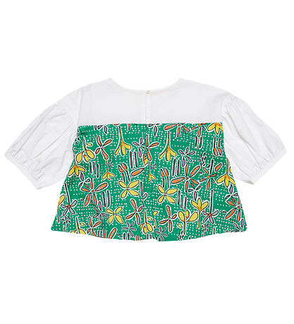 Marni Hemdbluse - Weiß/Grün m. Blumen