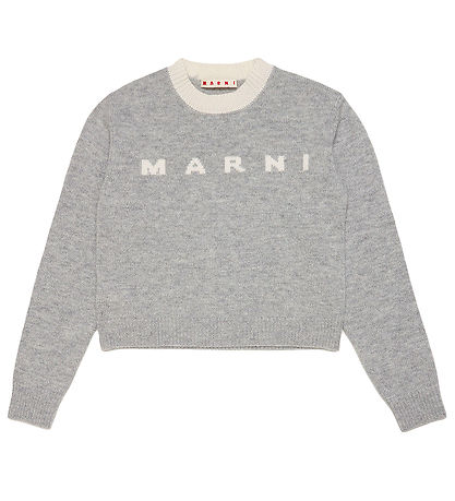 Marni Blouse - Bijgesneden - Wol - Grijs Gevlekt m. Crème