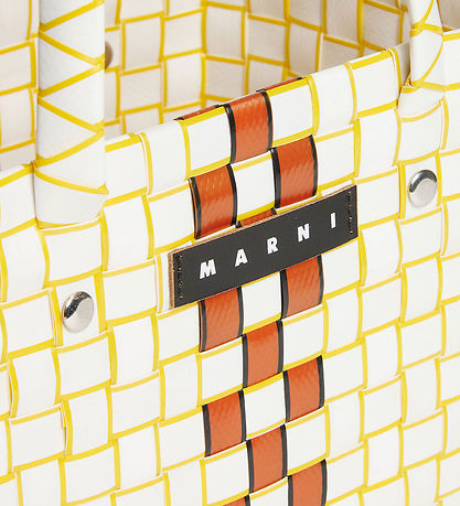 Marni Handbag - Box Basket - White/Yellow w. Brown