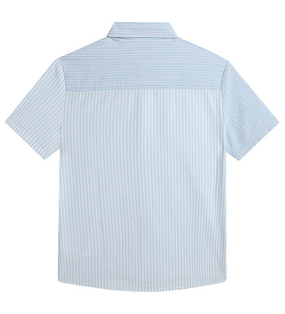 BOSS Overhemd - Wit/Lichtblauw Gestreept m. Navy