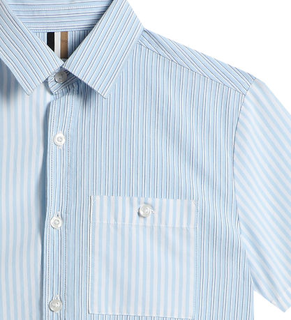 BOSS Overhemd - Wit/Lichtblauw Gestreept m. Navy