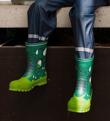 Viking Rubber Boots - Jolly - Bottlegreen/Multi w. Dragon