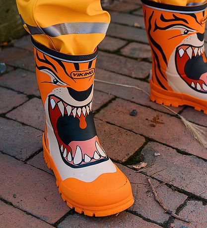 Viking Rubber Boots - Jolly - Orange/Multi w. Tiger