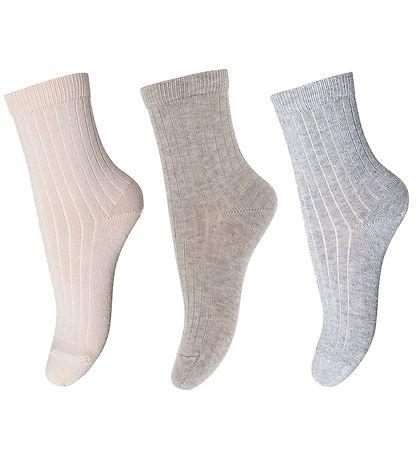 MP Sokkar - Rib - 3 Pakki - Light Brown Melange