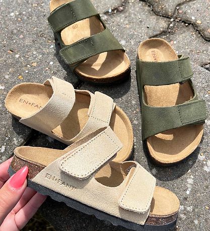 En Fant Sandalar - Nubuck - Champagne Drapplitað