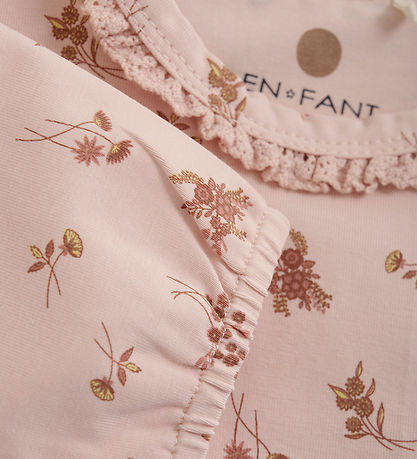 En Fant Body l/ - AOP - Peach Piska m. Blommor