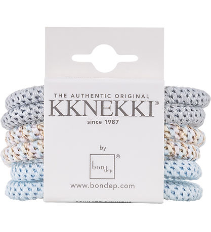 Kknekki Elastic Hair Bands - Slim - 6-Pack - Blue