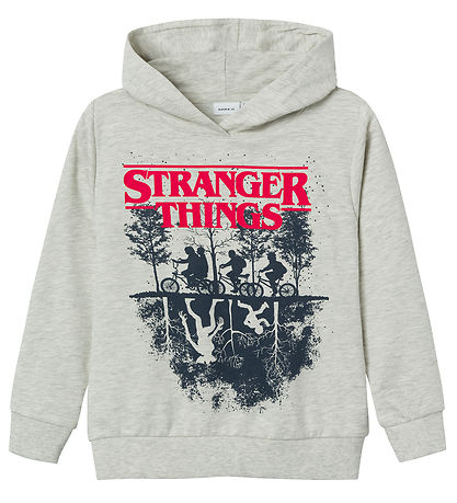 Name It Sweat  Capuche - NkmFinny tranger Things - Light Grey