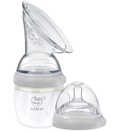 Haakaa Breast pump w. Bottle teat - 160 mL - Grey