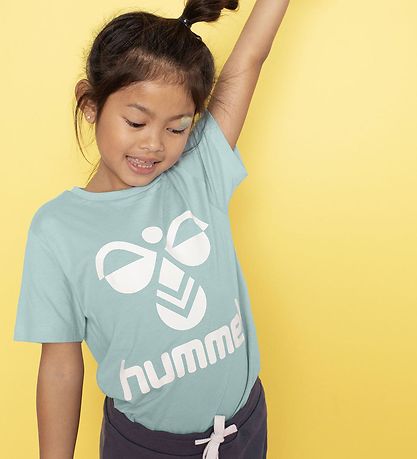 Hummel Stuttermabolur - hmlTres - Blue Surf