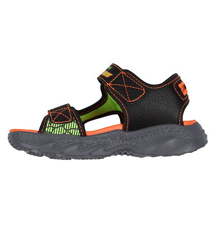 Skechers Sandals w. Light - Creature Splash - Black/Orange