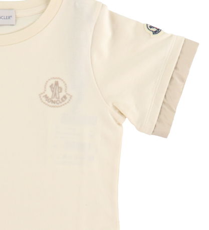 Moncler Stuttermabolur - Cream M. Drapplitað