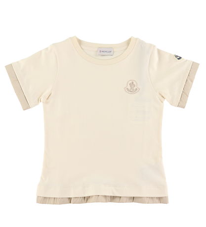 Moncler Stuttermabolur - Cream M. Drapplitað