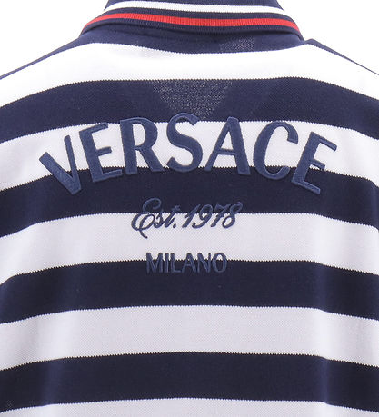 Versace Polo - Navy/Weißer Streifen m. Text