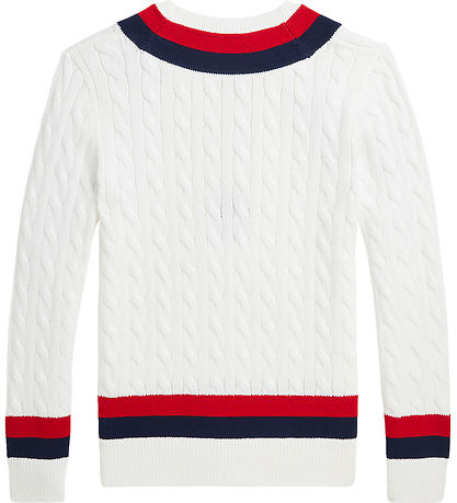 Polo Ralph Lauren Bluse - Strick - Deckwash White m. Navy/Rot