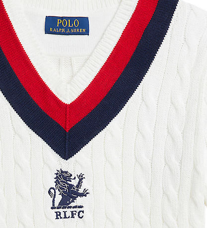 Polo Ralph Lauren Bluse - Strick - Deckwash White m. Navy/Rot
