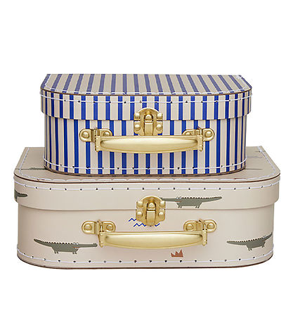 OYOY Cardboard Suitcase - 2 pcs - Crocodile & Stripe - Beige