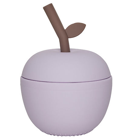 OYOY Becher m. Strohhalme - Apfel - Silikon - Lavender