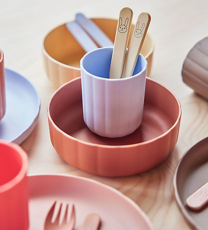 OYOY Dinner Set - Bioplastic - 2 Parts - Pullo - Caramel/Ice Blu