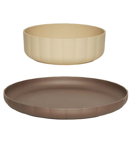 OYOY Matarsett - Lífplast - 2 Partar - Pullo - Taupe/Vanilla