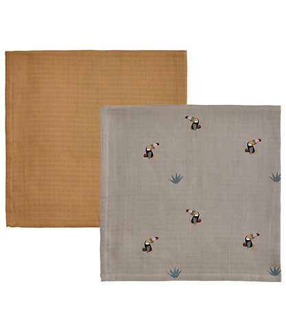 OYOY Spucktücher - 70x70cm - Tukan - 2er-Pack - Clay/Caramel