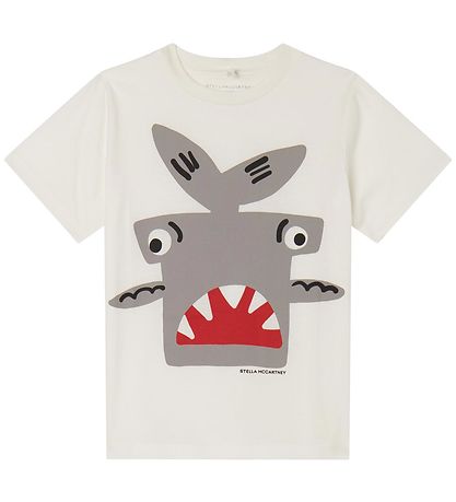 Stella McCartney Kids Stuttermabolur - Hvítur M. Hákarl