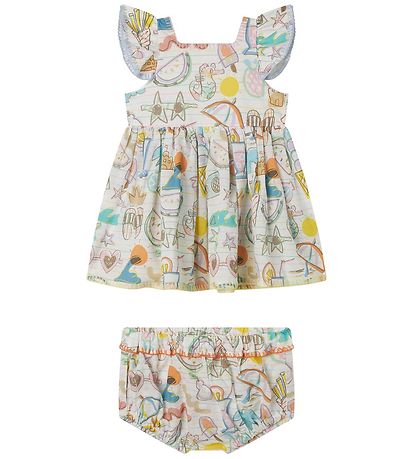 Stella McCartney Kids Kjóll M. Bloomers - Hvítt/Pastel