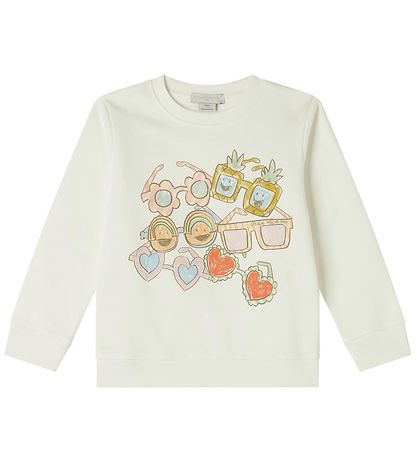 Stella McCartney Kids Sweatshirt - Vit m. Solglasögon