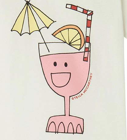 Stella McCartney Kids Stuttermabolur - Hvítur M. Drykkur