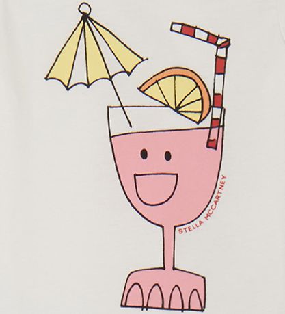 Stella McCartney Kids Stuttermabolur - Hvítur M. Drykkur