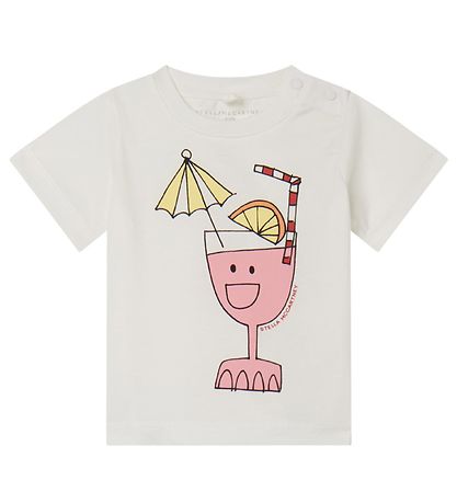 Stella McCartney Kids Stuttermabolur - Hvítur M. Drykkur