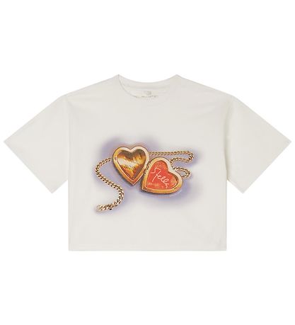 Stella McCartney Kids Stuttermabolur - Skera - Hvítt M. Hjörtu