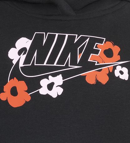 Sweat à Capuche Nike - Recadrée - Noir av. Fleurs