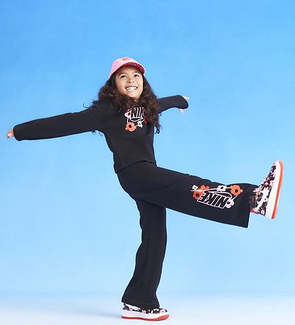 Sweat à Capuche Nike - Recadrée - Noir av. Fleurs