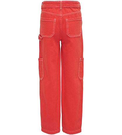 Kids Only Byxor - KogWillje - Flame Scarlet/White Stygn
