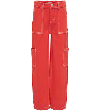 Kids Only Byxor - KogWillje - Flame Scarlet/White Stygn