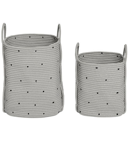 OYOY Aufbewahrungskörbe - 2er-Pack - Cotton Seil - Dot - Clay