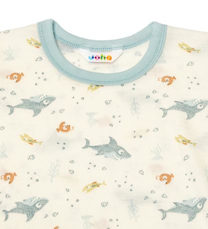 Joha T-Shirt - Wolle - Mattblau m. Fisch